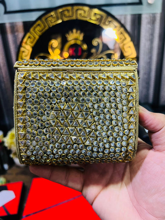 Medium Metal Bag With Kundan Work BB-11
