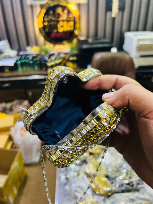 Star Shape Kundan Work Hand Bag (Kundan Stone)