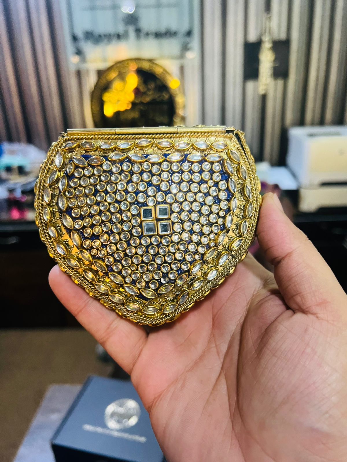 Medium Kundan Golde Bag Heart shape BB-K5