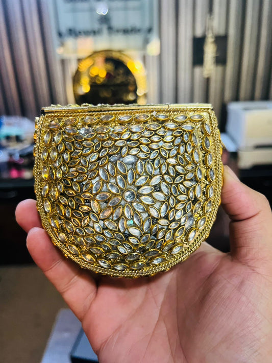 Medium Kundan Golde Bag D shape BB-K1