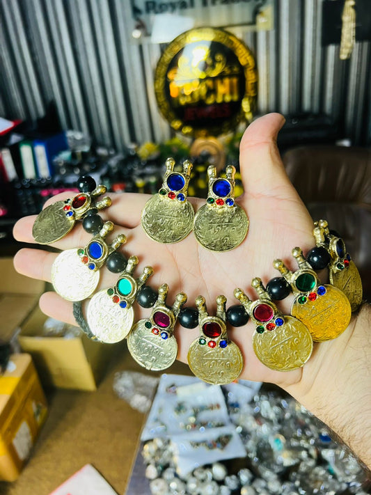 Golden Coins And Multi Beads Necklace Set