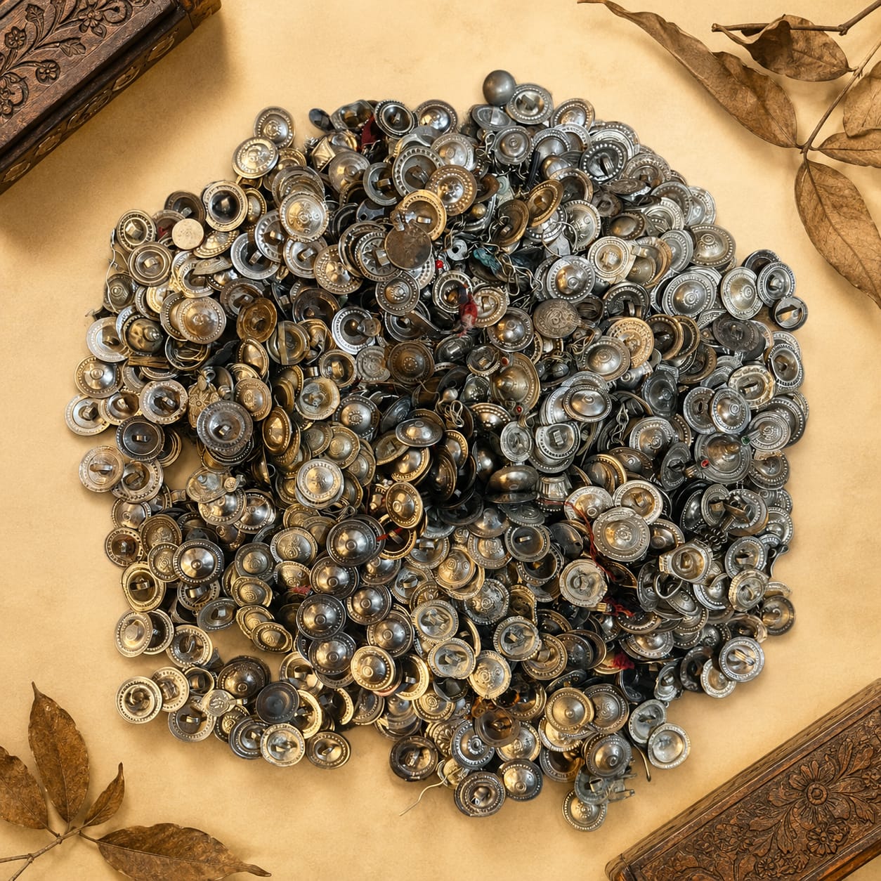Vintage Old Metal Buttons for Dress Accessories (Pack of 200g)