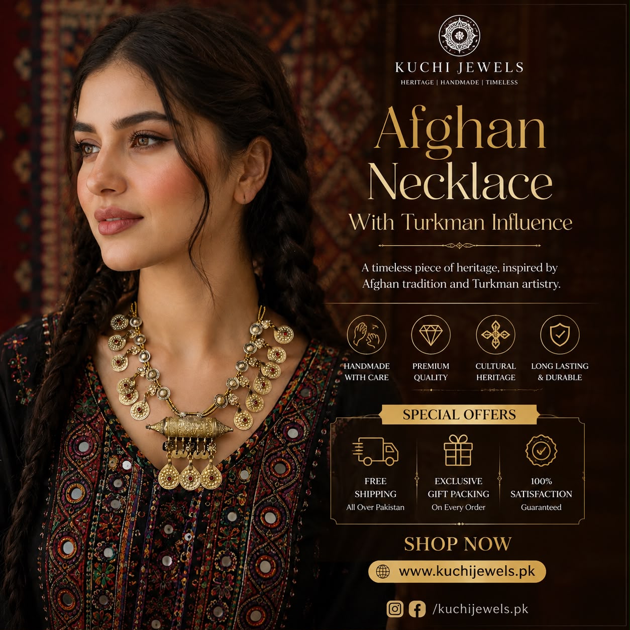 Turkman Round Button Necklace