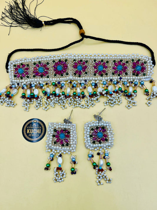 Artisan Multi-Gem Beaded Choker Jewelry Set