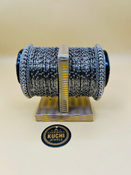 Bajra Style Metal Bangles Set