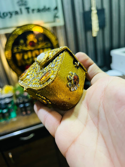 Mini Kundan Metal Bag Mughlia Shape (Copper Stone) Hani-1