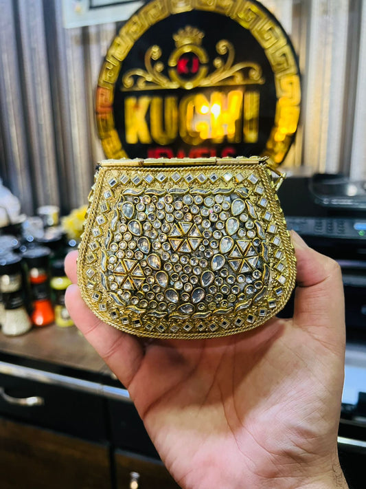 Medium Metal Bag With Kundan Work BB-13