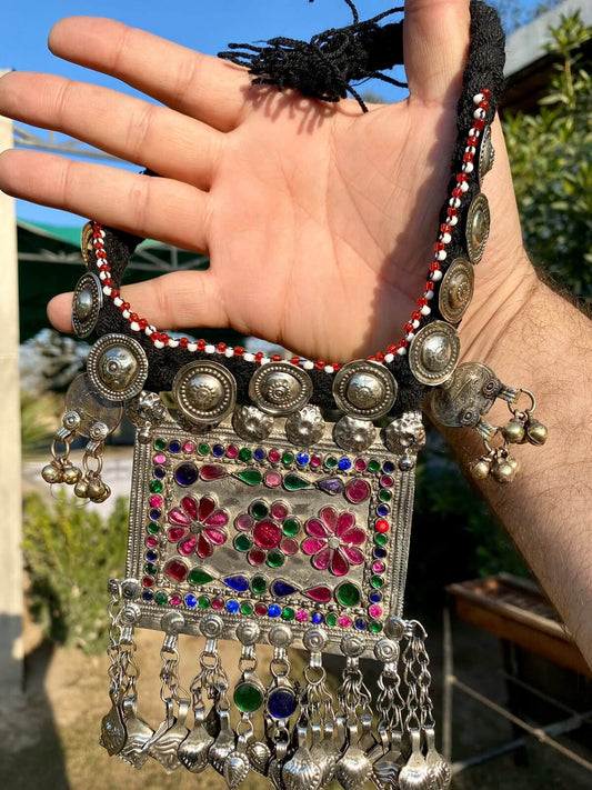 Large Taveez Pendant Multi Cord Afghani Choker