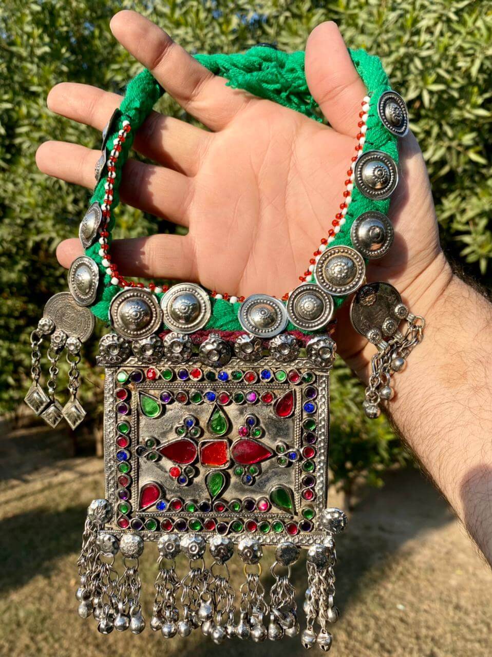 Large Taveez Pendant Multi Cord Afghani Choker