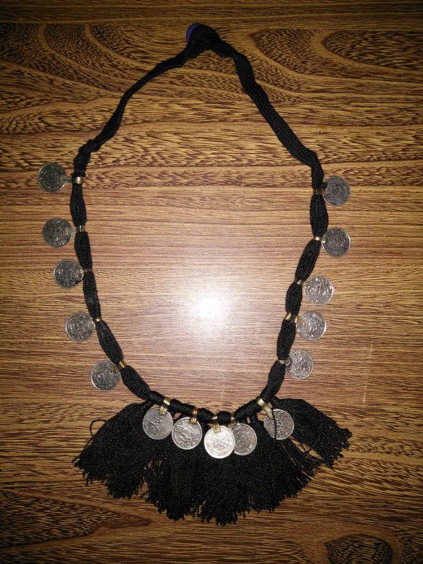 Black Thread And Coins Necklace