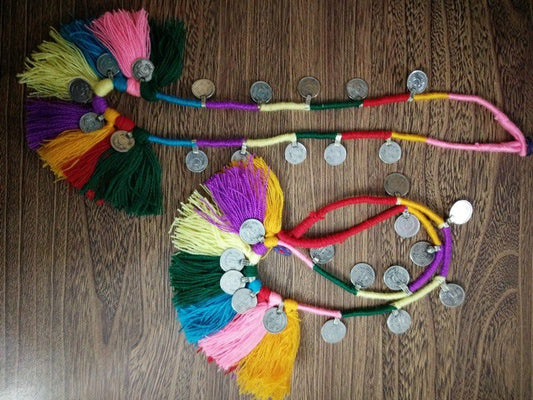 Multi Cotton Thread & Coins Necklace