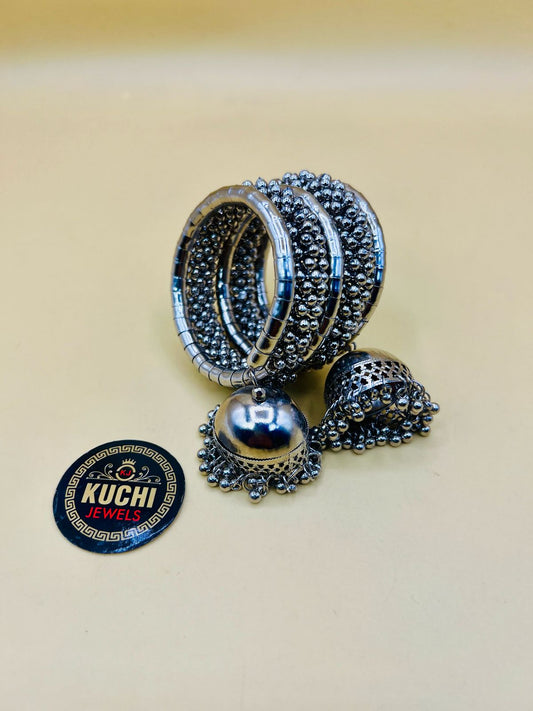 Squirrel Oxidised Jhumka Bracelet