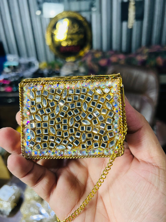 Square Mini Kundan Stone Metal Bag ZC-8