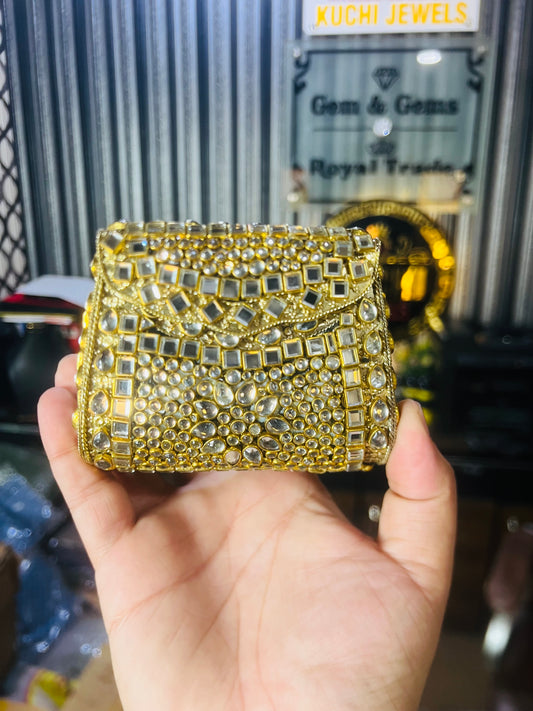 Pure Kundan Shahi Handmade Metal Bag BB-S15