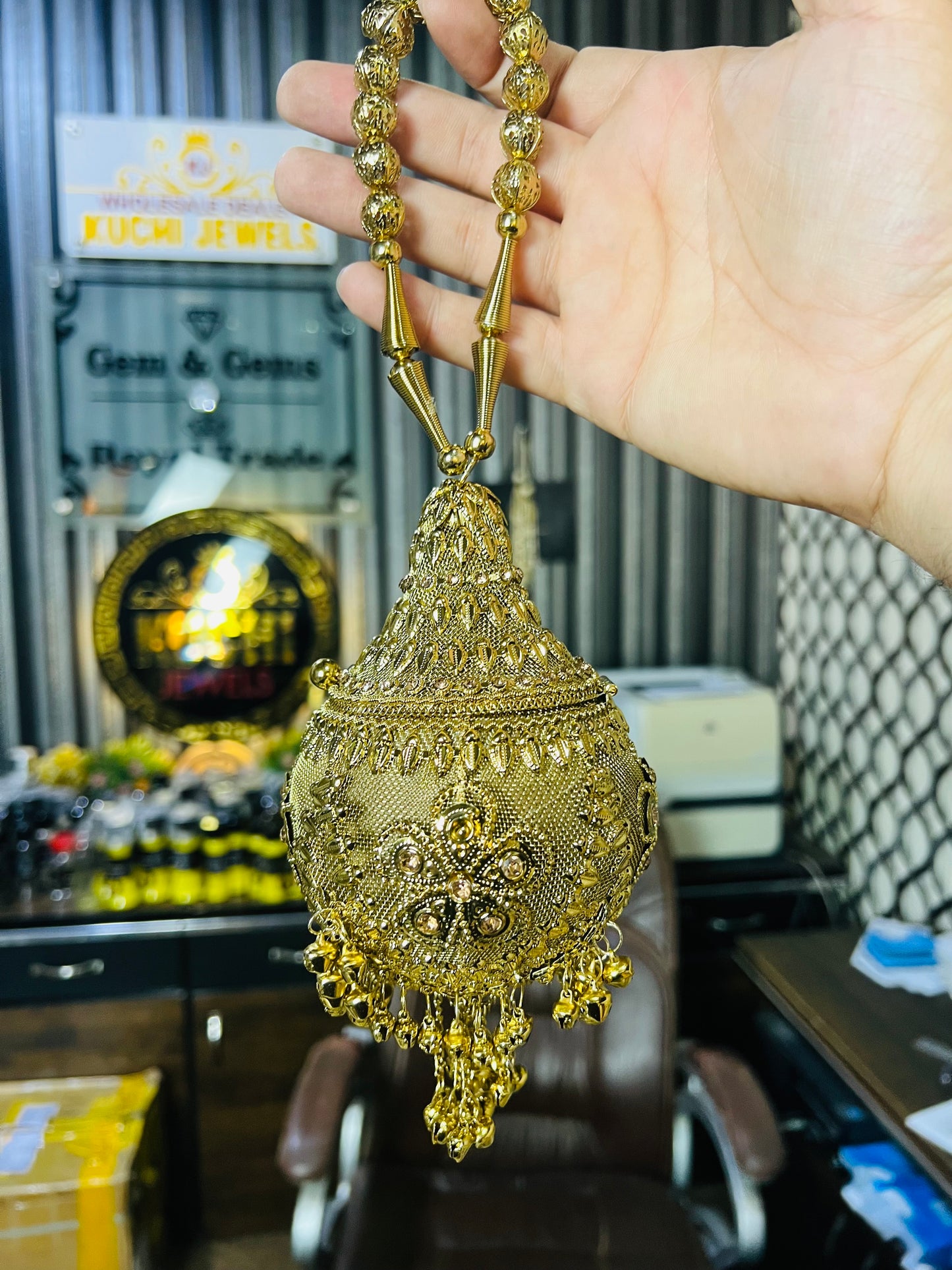 Heer Collection Beautiful Potli Golden Hand Bag-Hani-1