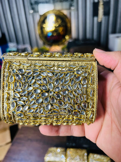 Pure Kundan Square Shape Handmade Metal Bag BB-P113