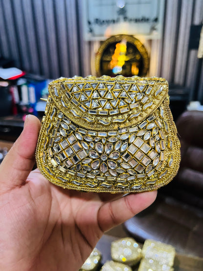 Medium Kundan Gold Bag Round D shape BB-D20