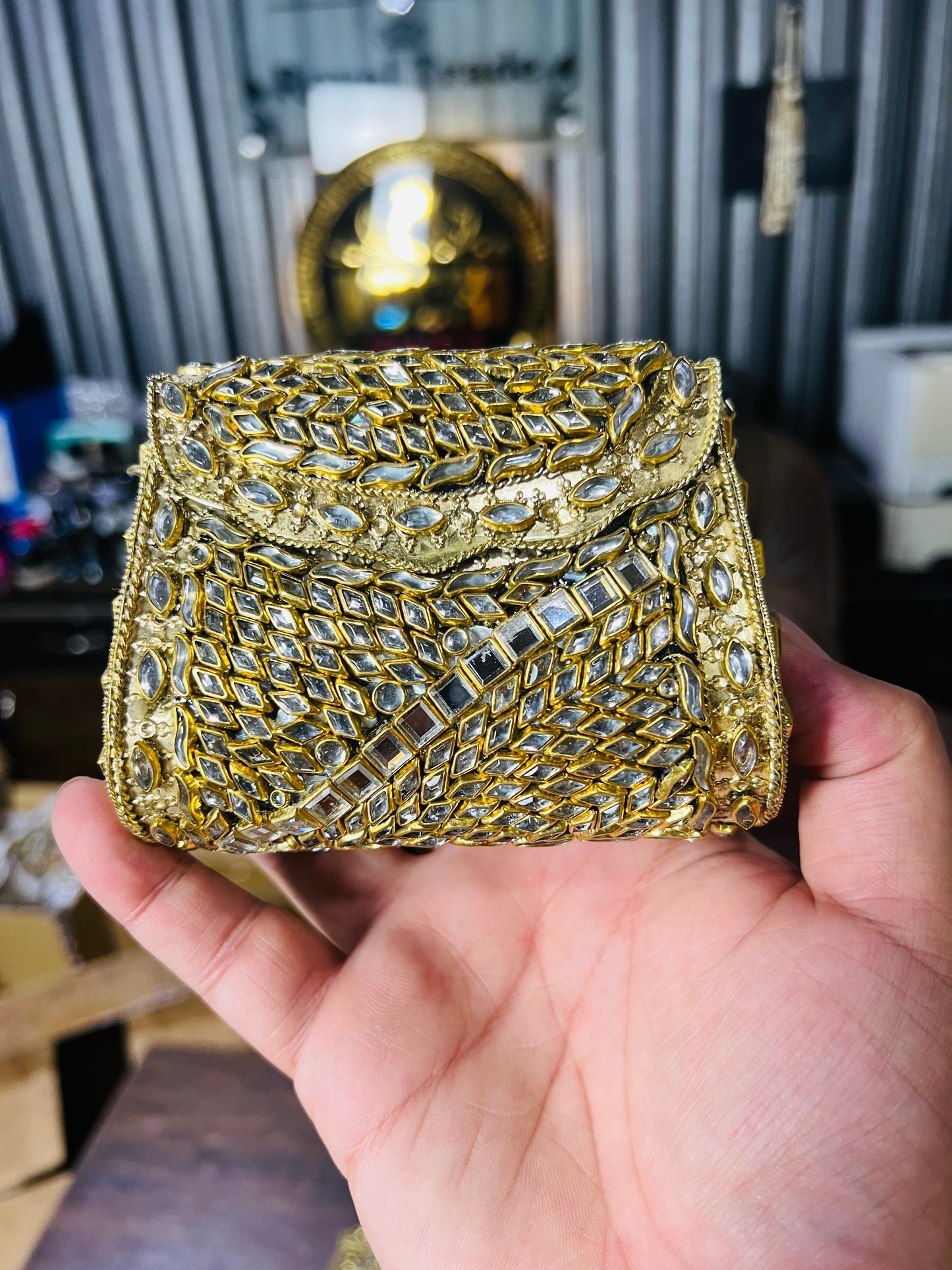 Pure Kundan Handmade Metal Bag BB-P91