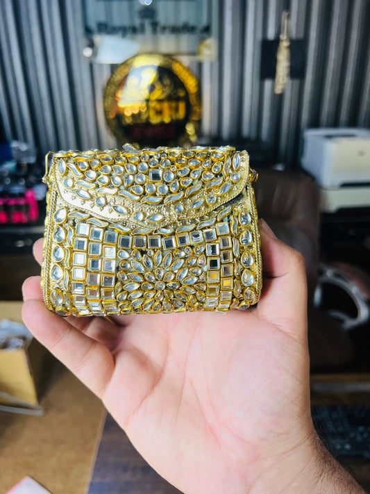 Pure Kundan Shahi Handmade Metal Bag BB-S1