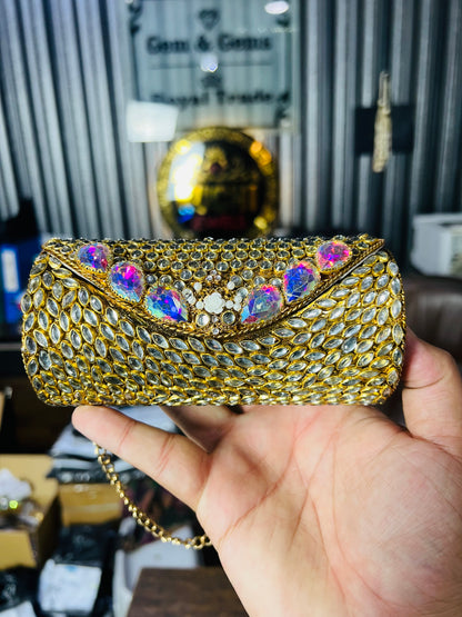 Beautiful Large Kundan Cylinder Bags-E5