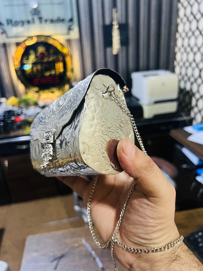 Silver Metal Bag MEDIUM SIZE (Random Carving Design)