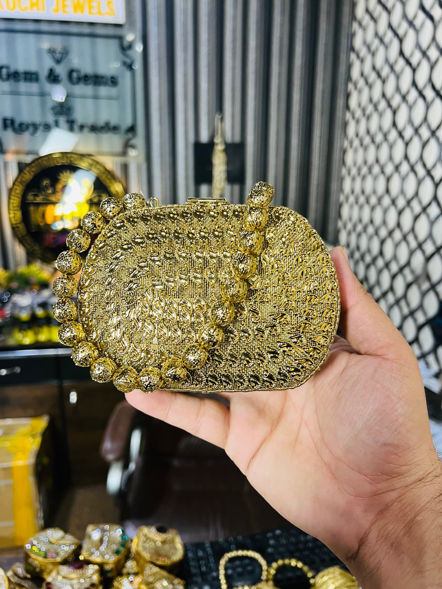 Heer Collection Square Golden Hand Bag-Hani-2