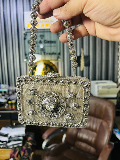 Heer Collection Square Silver Hand Bag-3
