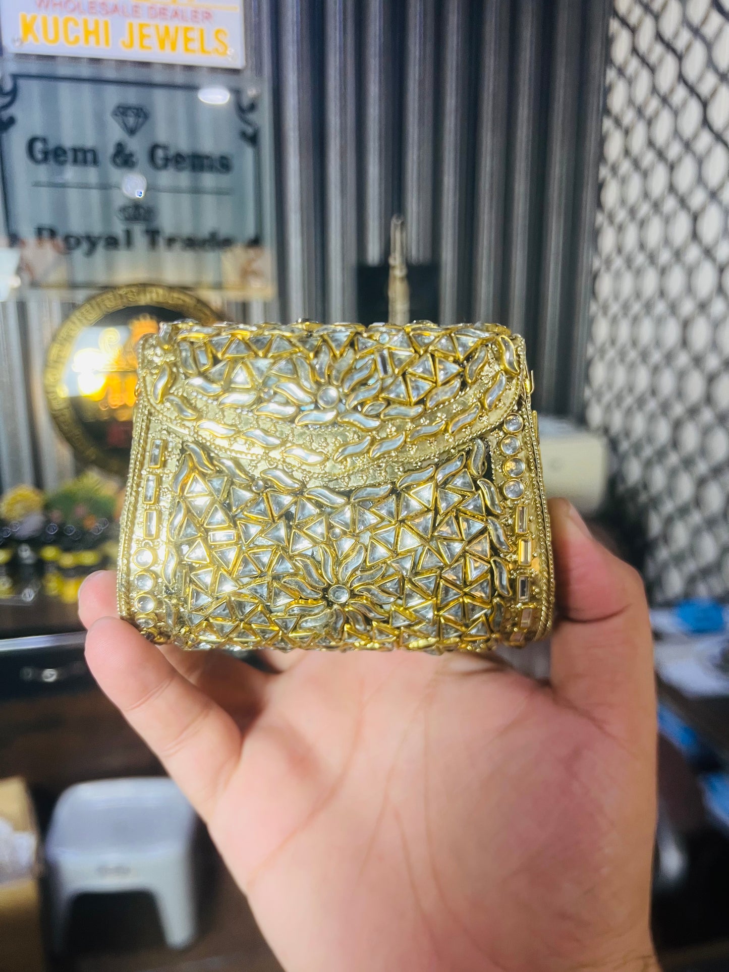 Pure Kundan Shahi Handmade Metal Bag BB-S8