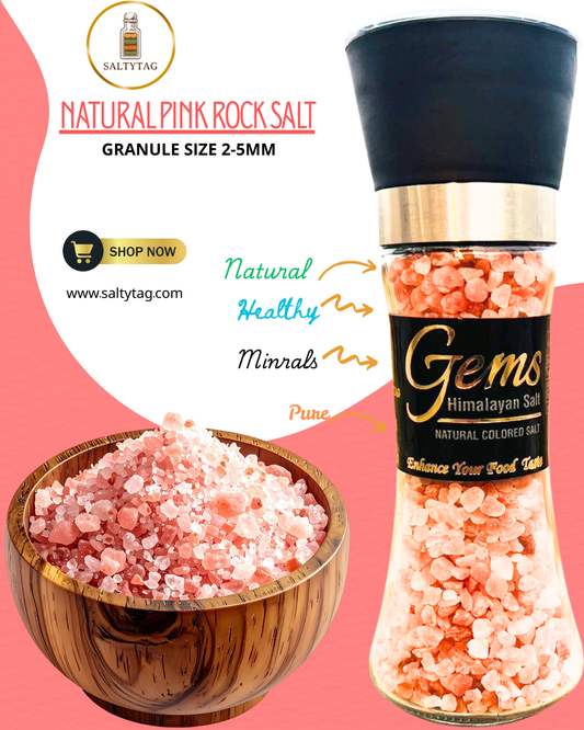 Gems Pink Natural Himalayan Salt With Grinder in Glass Jar