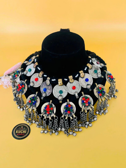 Antique Afghani Cultural Necklace With Long Bells