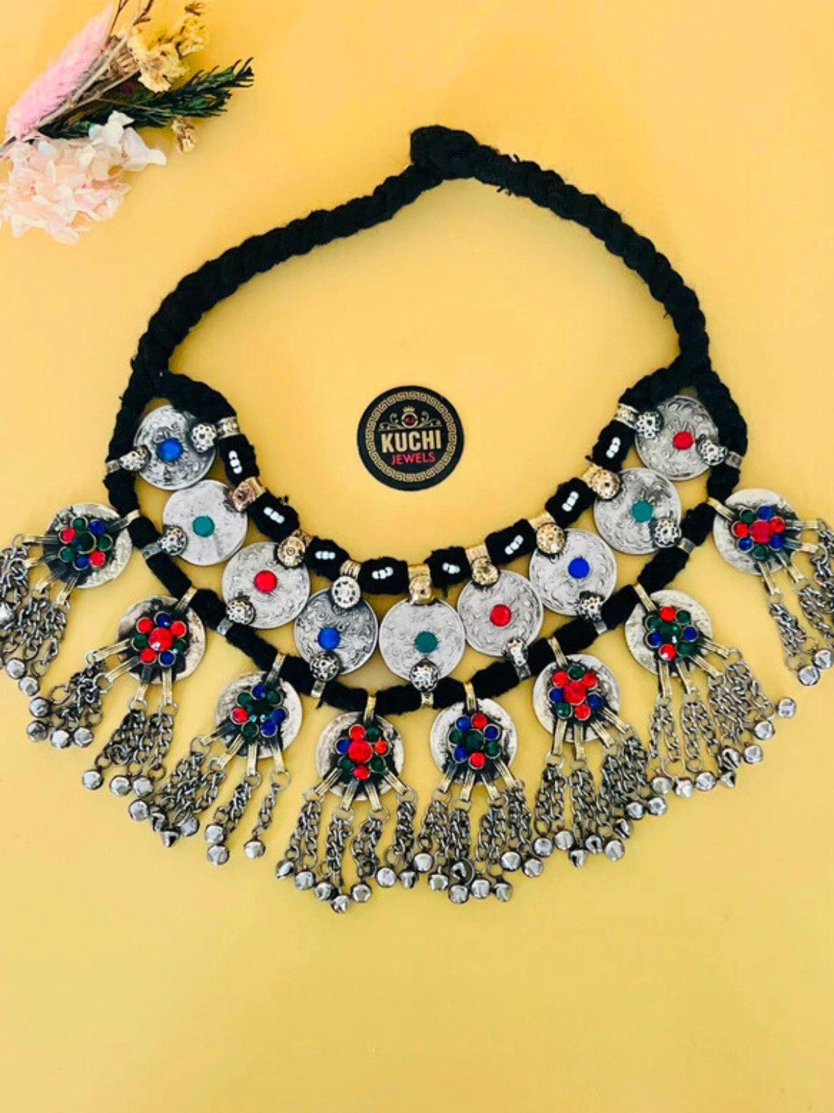 Antique Afghani Cultural Necklace With Long Bells