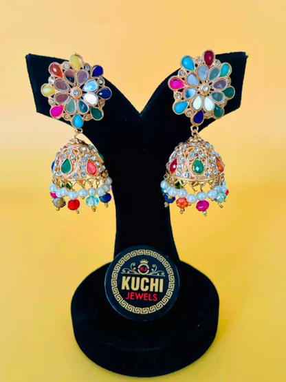 Multi Color Golden Earrings