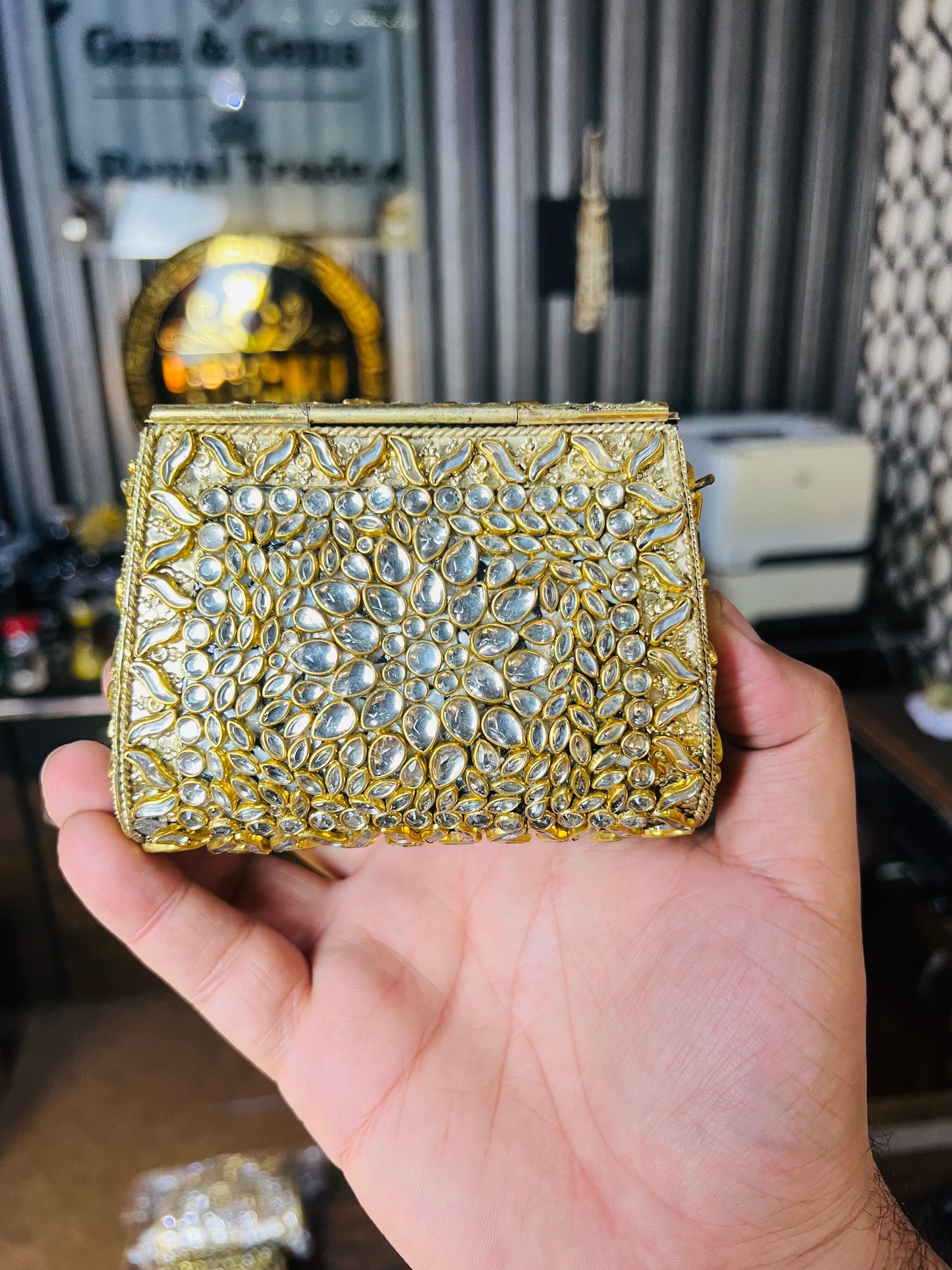 Pure Kundan Shahi Handmade Metal Bag BB-S3