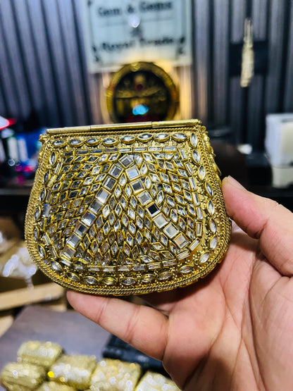 Pure Kundan D Shape Handmade Metal Bag BB-D126