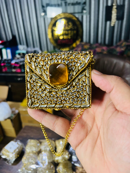 Square Mini Kundan Stone Metal Bag ZC-10
