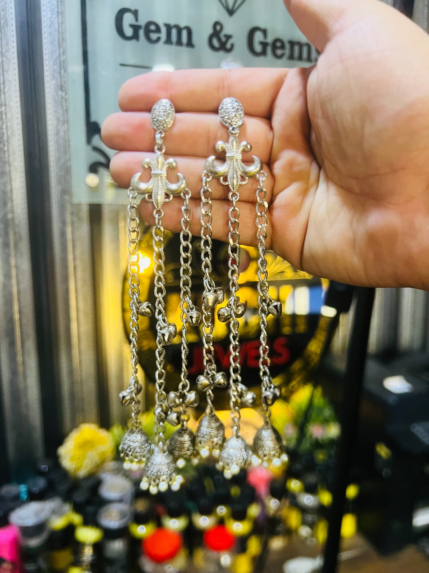 Long Chain With Small Jumki Earrings