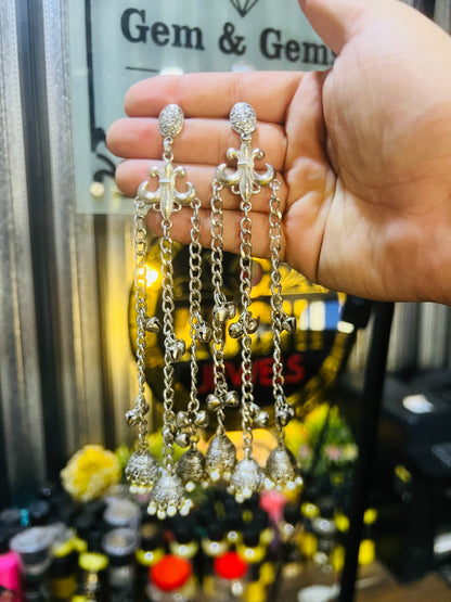 Long Chain With Small Jumki Earrings
