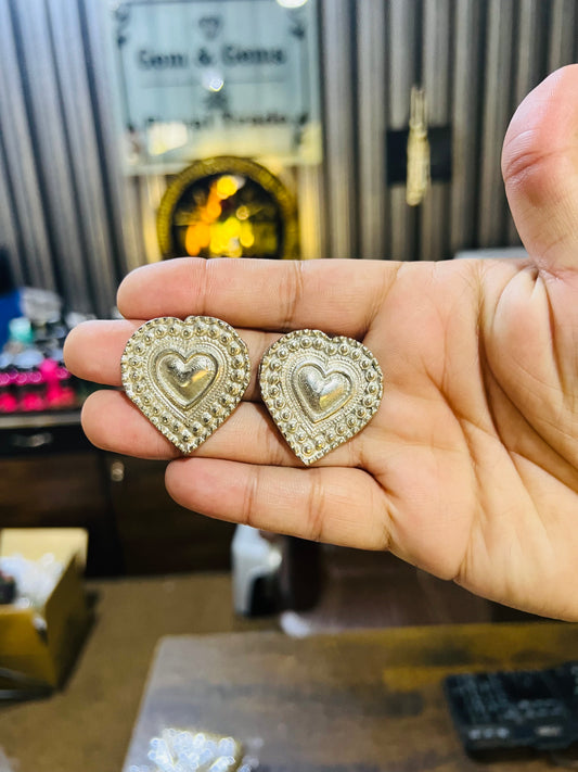 Heart Style Silver Earrings