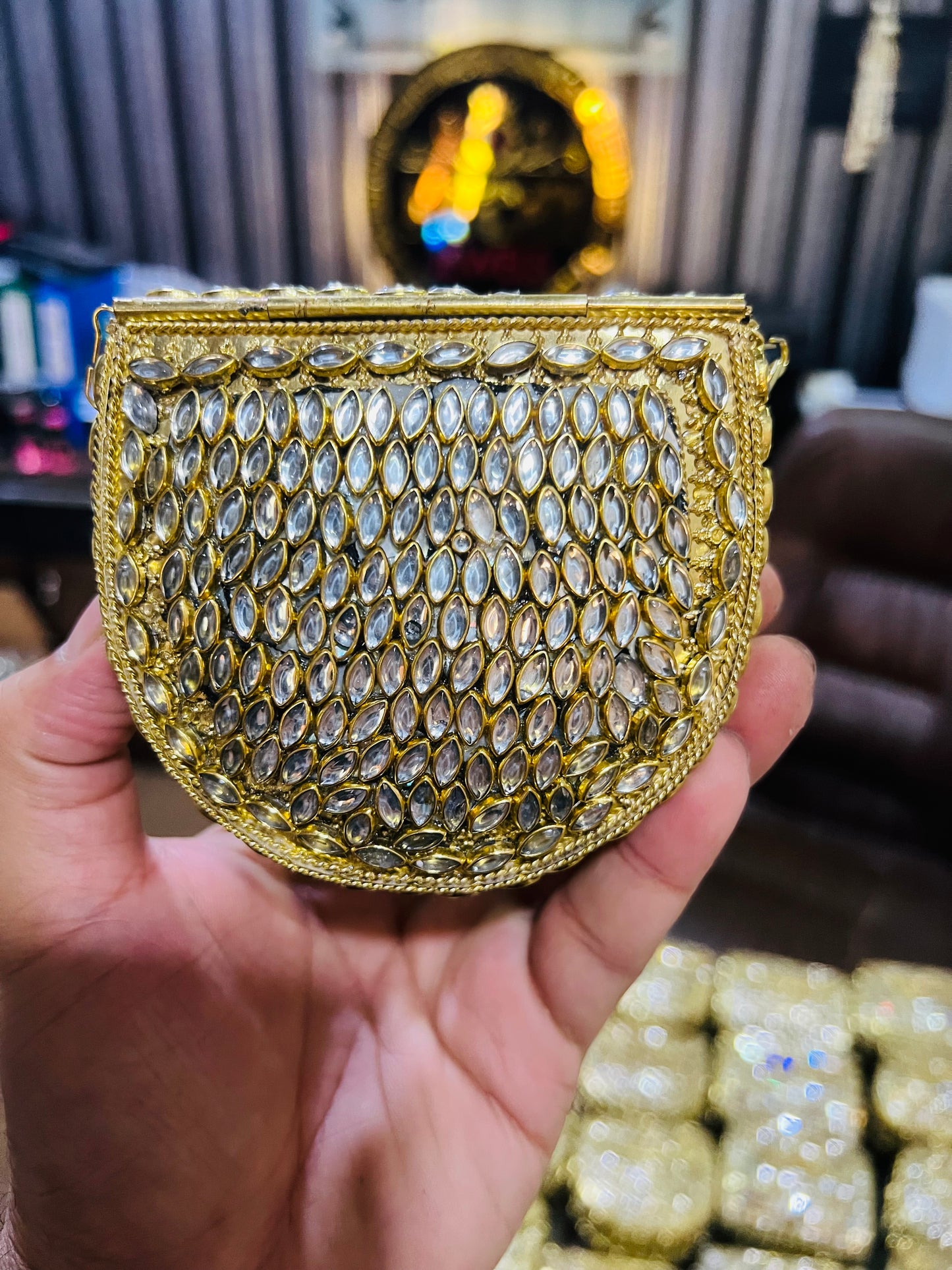 Medium Kundan Gold Bag Round D shape BB-D2