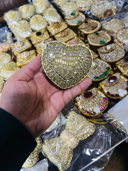 Pure Kundan Mini Clutch Heart Shape