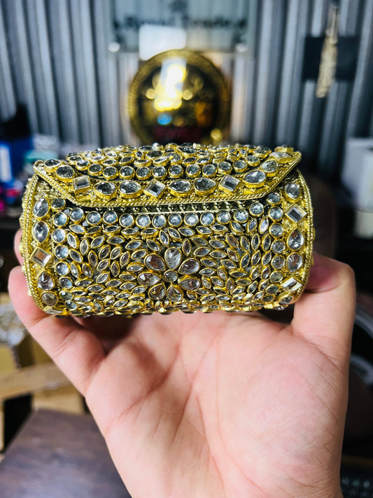 Pure Kundan Cylinder Shape Bag BB-A2