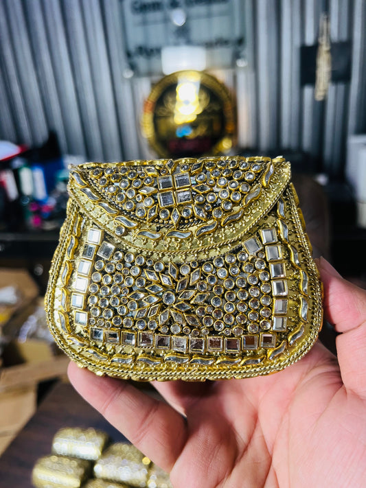 Pure Kundan D Shape Handmade Metal Bag BB-D118