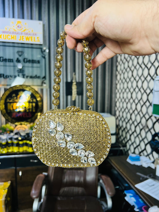 Heer Collection Square Golden Hand Bag-Hani-2