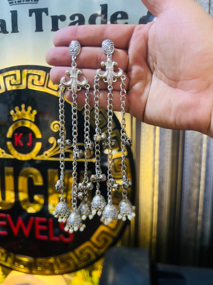 Long Chain With Small Jumki Earrings