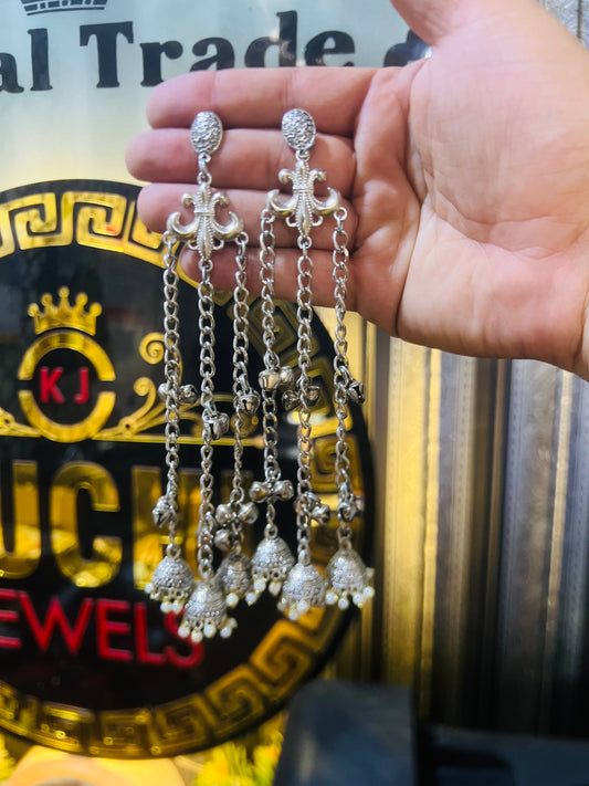 Long Chain With Small Jumki Earrings