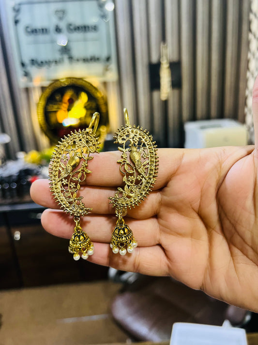 Golden Peacock Jhumki Ear Cuff Most Trending