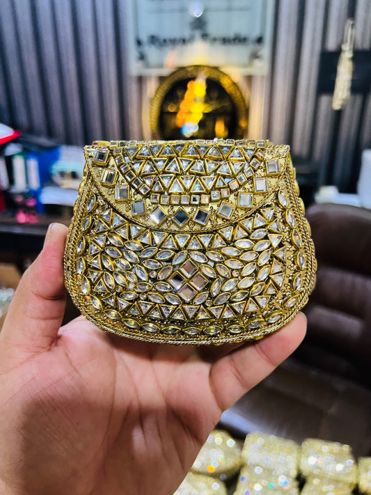 Medium Kundan Gold Bag Round D shape BB-D18