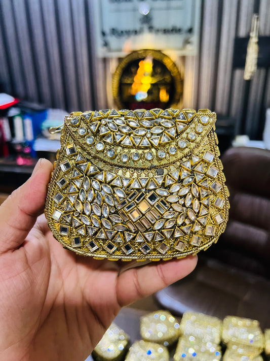 Medium Kundan Gold Bag Round D shape BB-D15