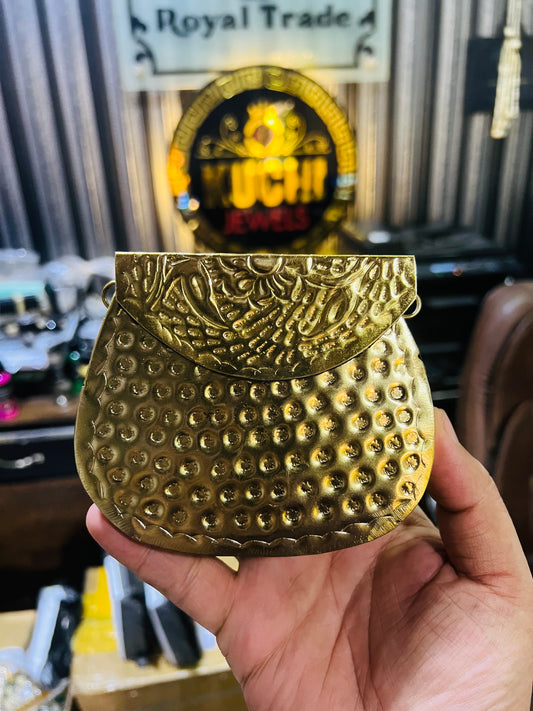 Golden Metal Hand Carving Mini Bag -Doted