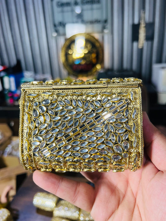 Pure Kundan Square Shape Handmade Metal Bag BB-P101